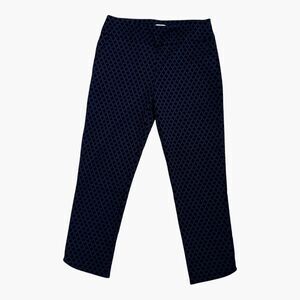 Crown & Ivy Pants SIZE 8 Black & Blue Embossed Textured Velvet Pull On Stretch